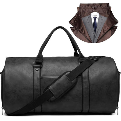 Leather Garment Duffel Bag | Convertible Travel Suit Bag