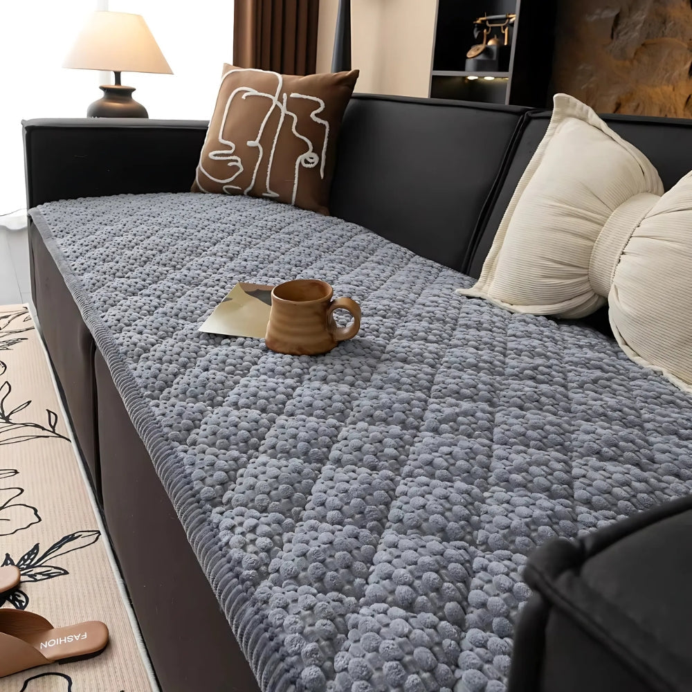 Textured Couch Cover | Geometric Quilted Sofa Bedding