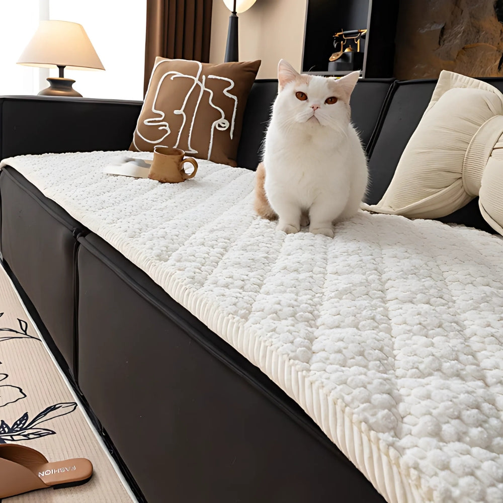 Textured Couch Cover | Geometric Quilted Sofa Bedding