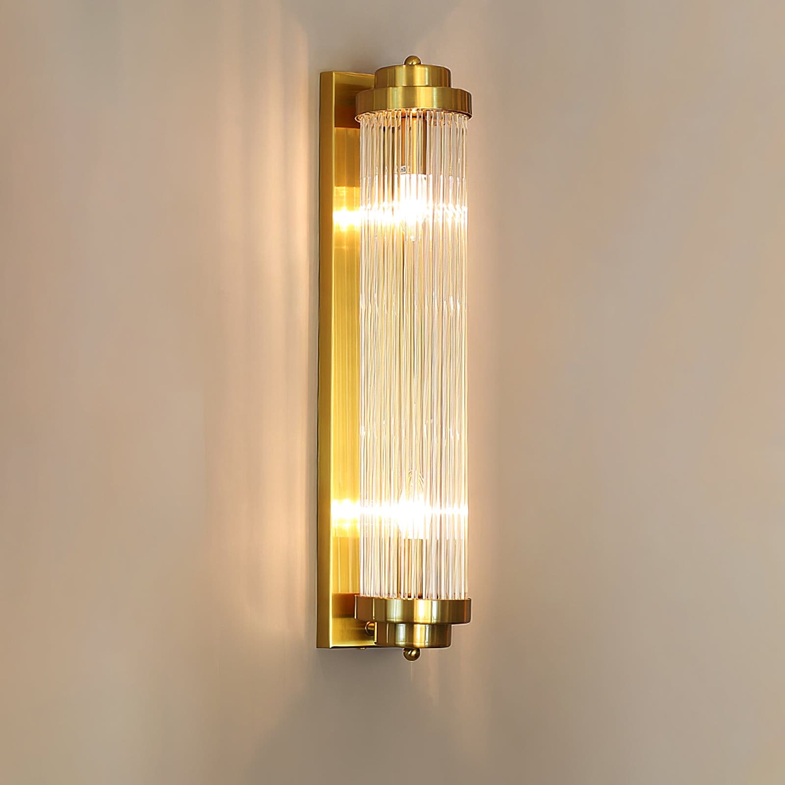 Luxury Wall Light | Vertical Fluted Glass Crystal Column Sconce