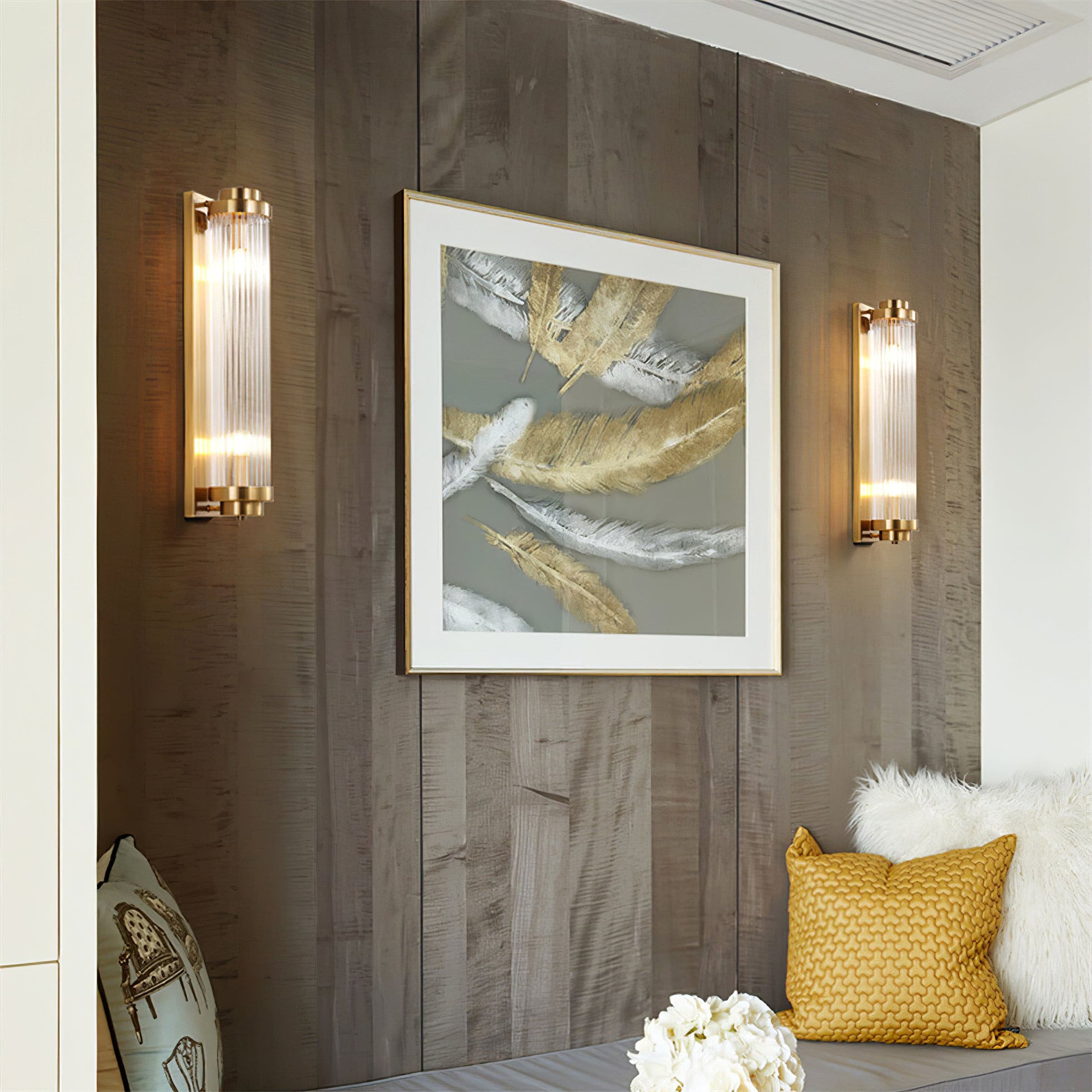 Luxury Wall Light | Vertical Fluted Glass Crystal Column Sconce