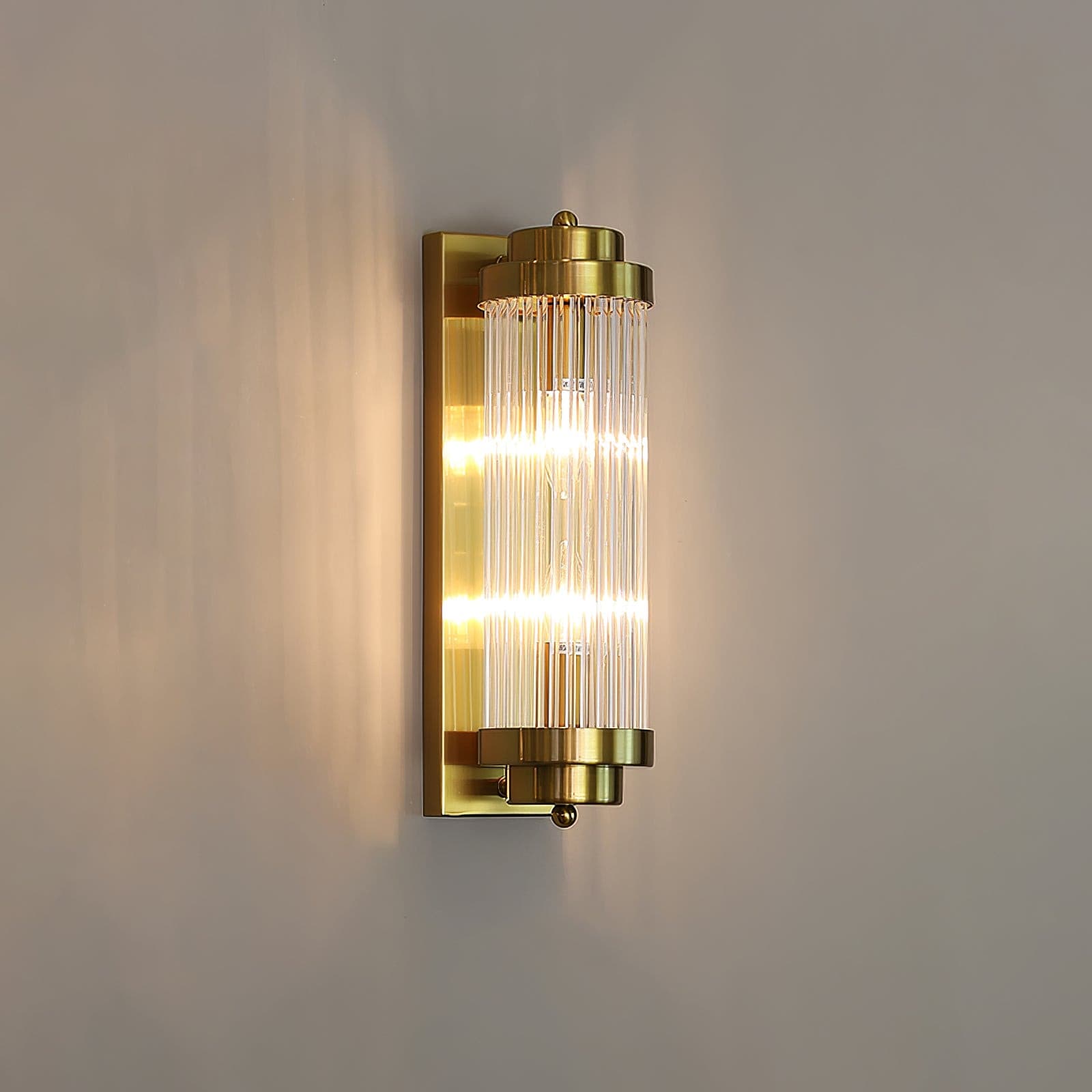 Luxury Wall Light | Vertical Fluted Glass Crystal Column Sconce