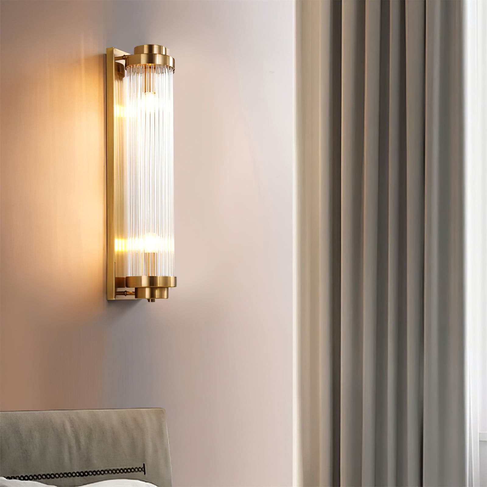 Luxury Wall Light | Vertical Fluted Glass Crystal Column Sconce