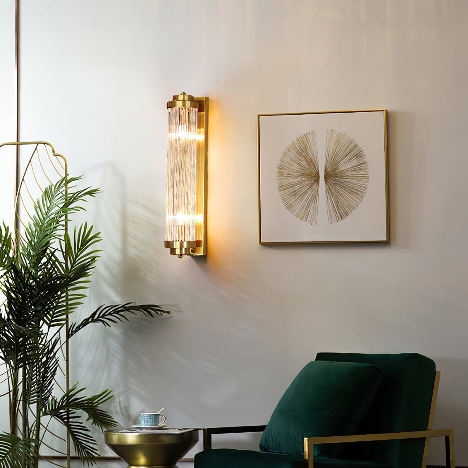 Luxury Wall Light | Vertical Fluted Glass Crystal Column Sconce