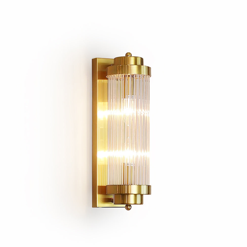 Luxury Wall Light | Vertical Fluted Glass Crystal Column Sconce