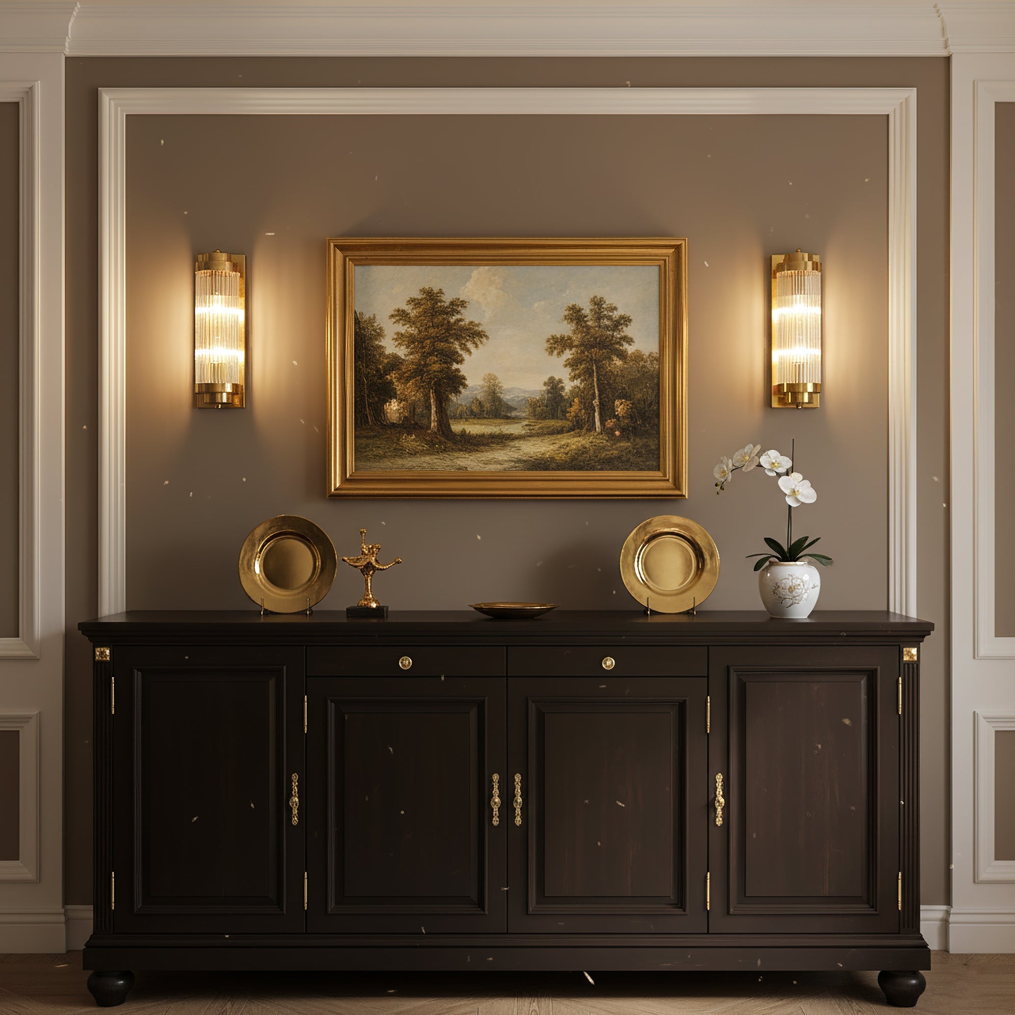 Luxury Wall Light | Vertical Fluted Glass Crystal Column Sconce