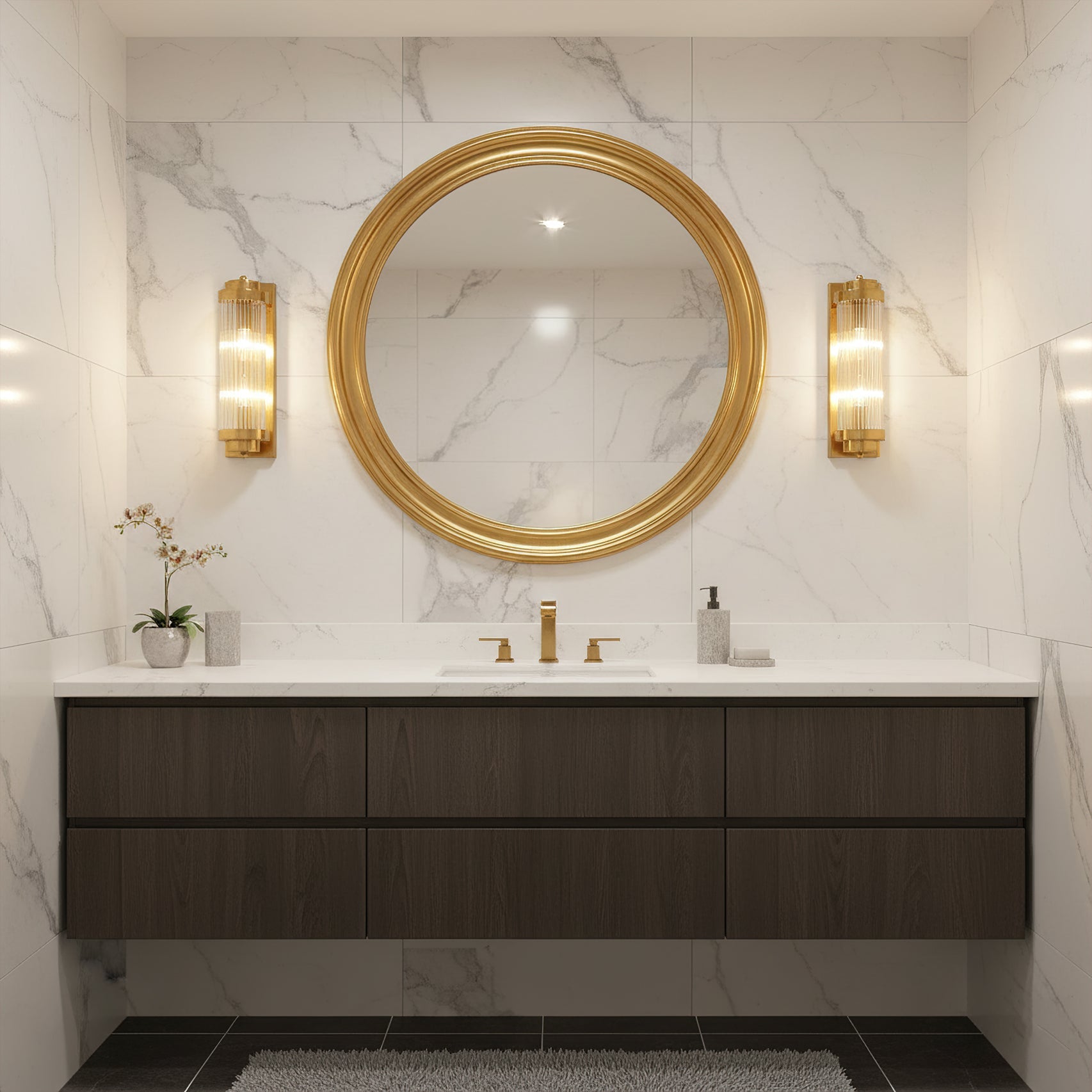 Luxury Wall Light | Vertical Fluted Glass Crystal Column Sconce