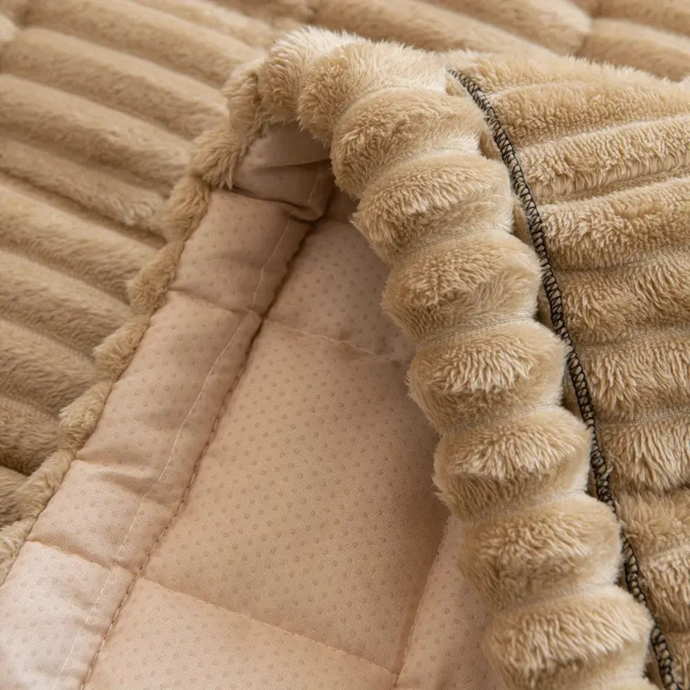 Pleated Edge Plush Sofa Cover