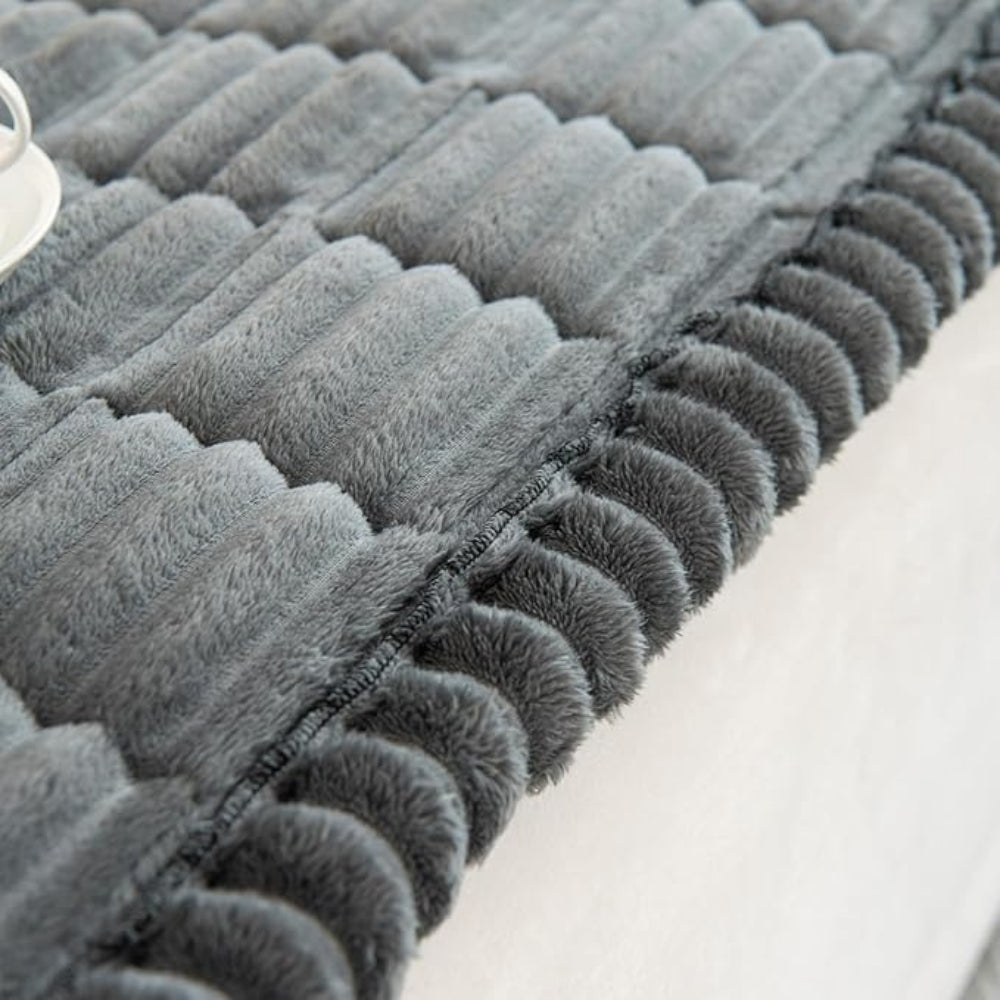 Pleated Edge Plush Sofa Cover