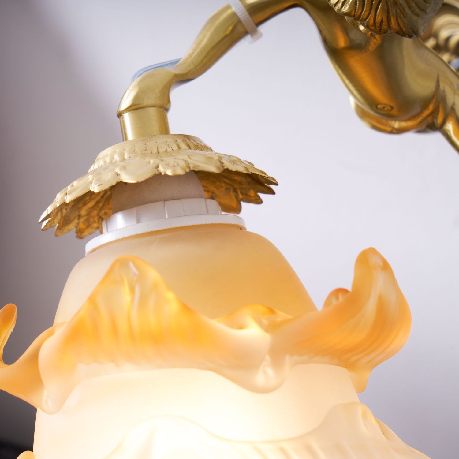 Ornate Wall Light | Sculpted Cherub Figurine Metal Sconce Fixture