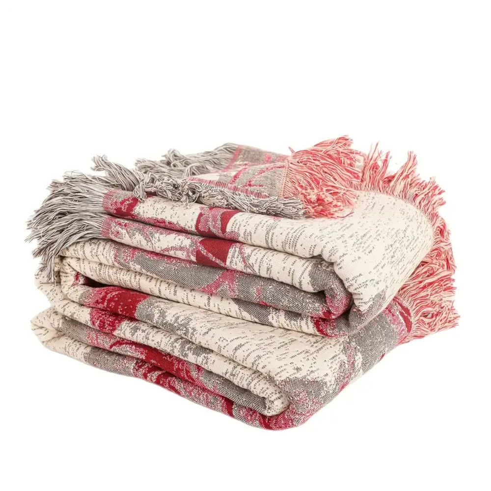 Graceful Floral Throw Blanket | Woven Botanical Pattern