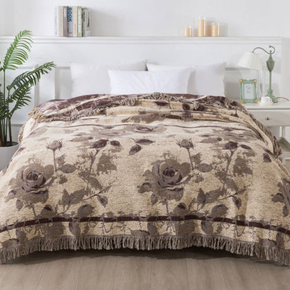 Graceful Floral Throw Blanket | Woven Botanical Pattern
