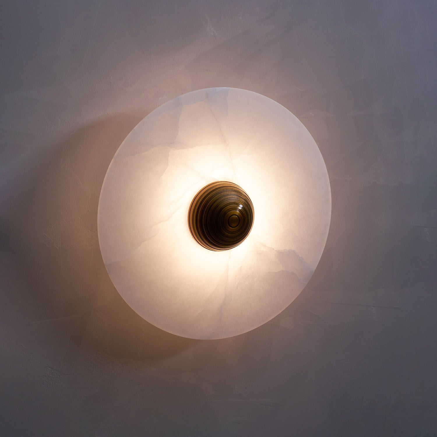 Geometric Wall Light | Translucent Alabaster Stone Disc Sconce Fixture