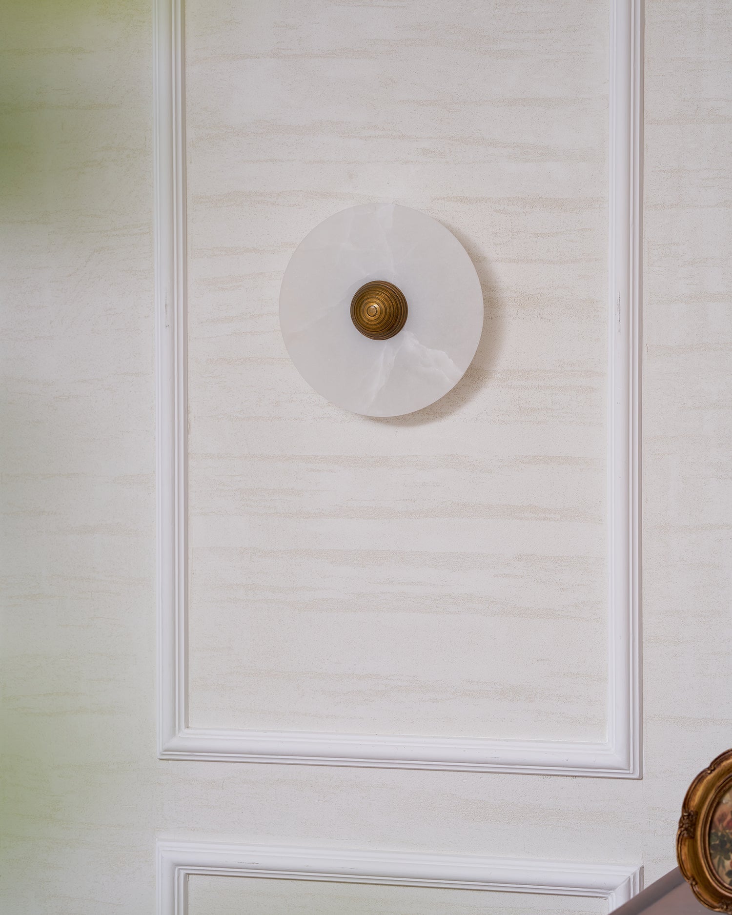 Geometric Wall Light | Translucent Alabaster Stone Disc Sconce Fixture