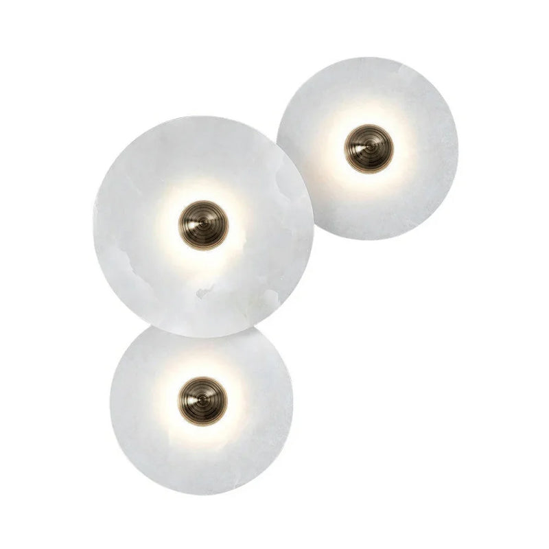 Abstract Wall Light | Overlapping Alabaster Stone Discs Multi Sconce