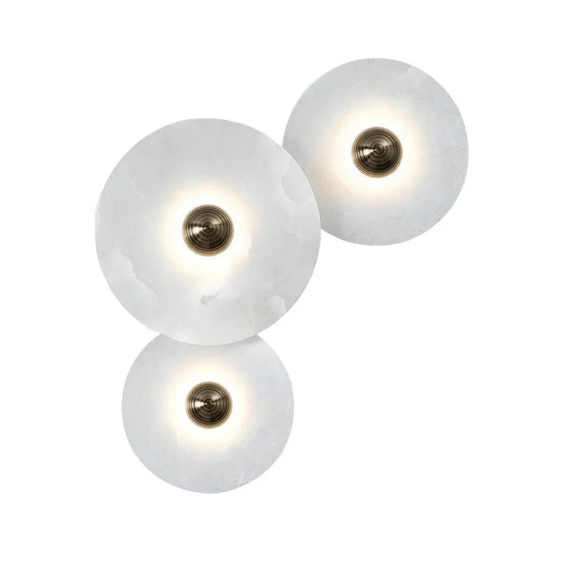 Abstract Wall Light | Overlapping Alabaster Stone Discs Multi Sconce