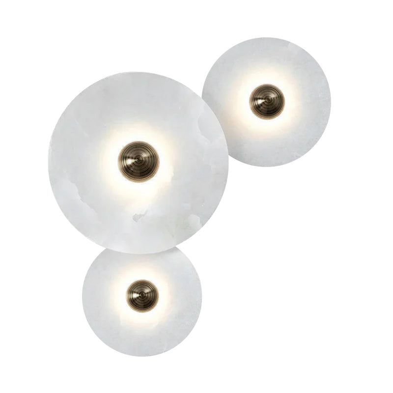 Abstract Wall Light | Overlapping Alabaster Stone Discs Multi Sconce