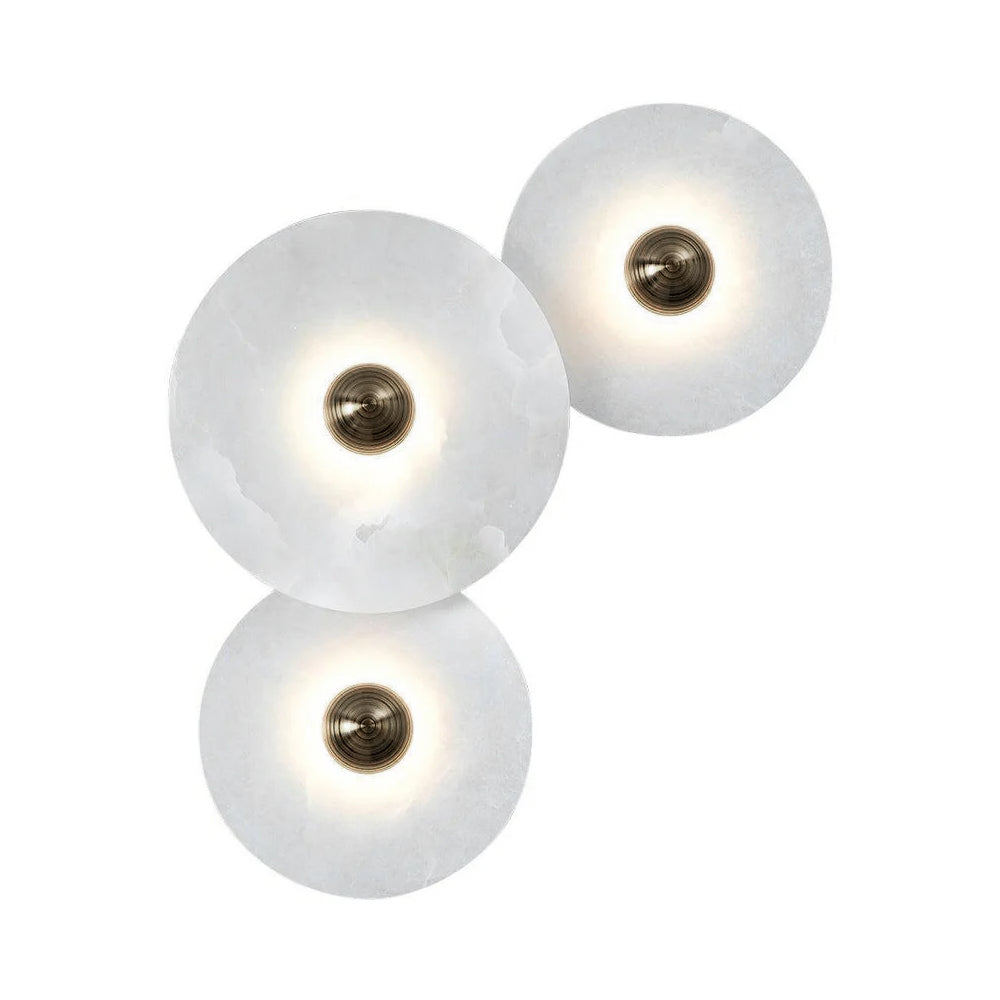 Abstract Wall Light | Overlapping Alabaster Stone Discs Multi Sconce