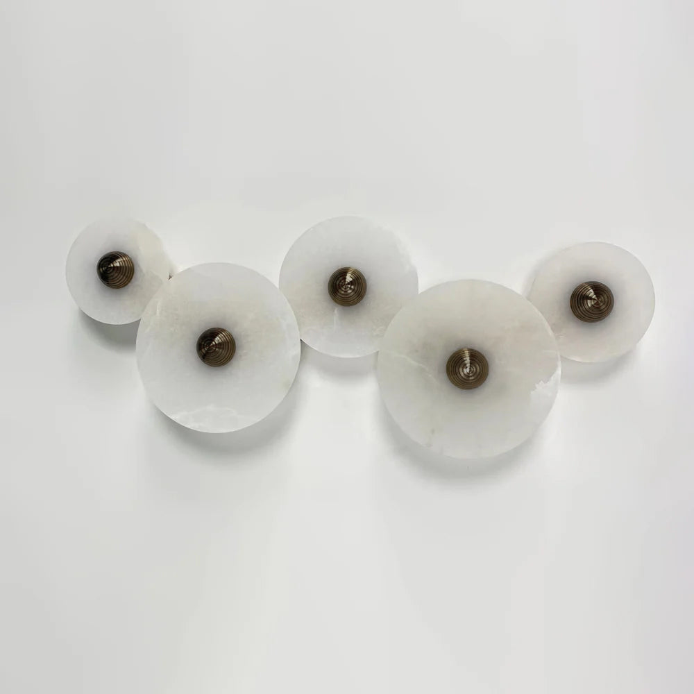 Abstract Wall Light | Overlapping Alabaster Stone Discs Multi Sconce