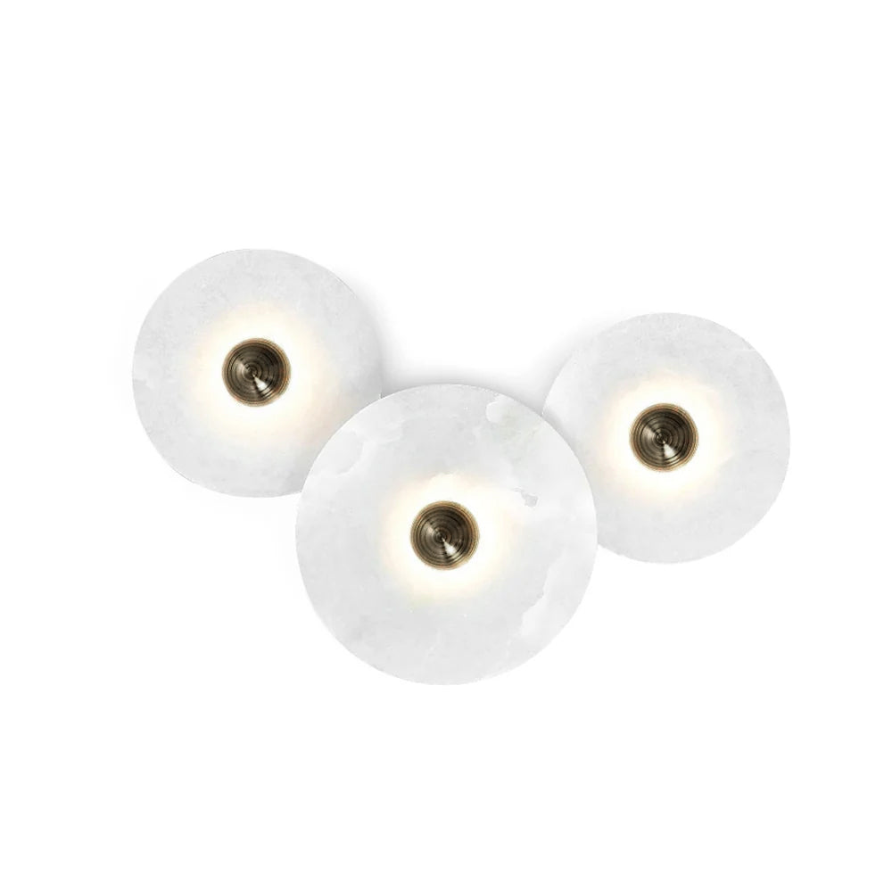 Abstract Wall Light | Overlapping Alabaster Stone Discs Multi Sconce