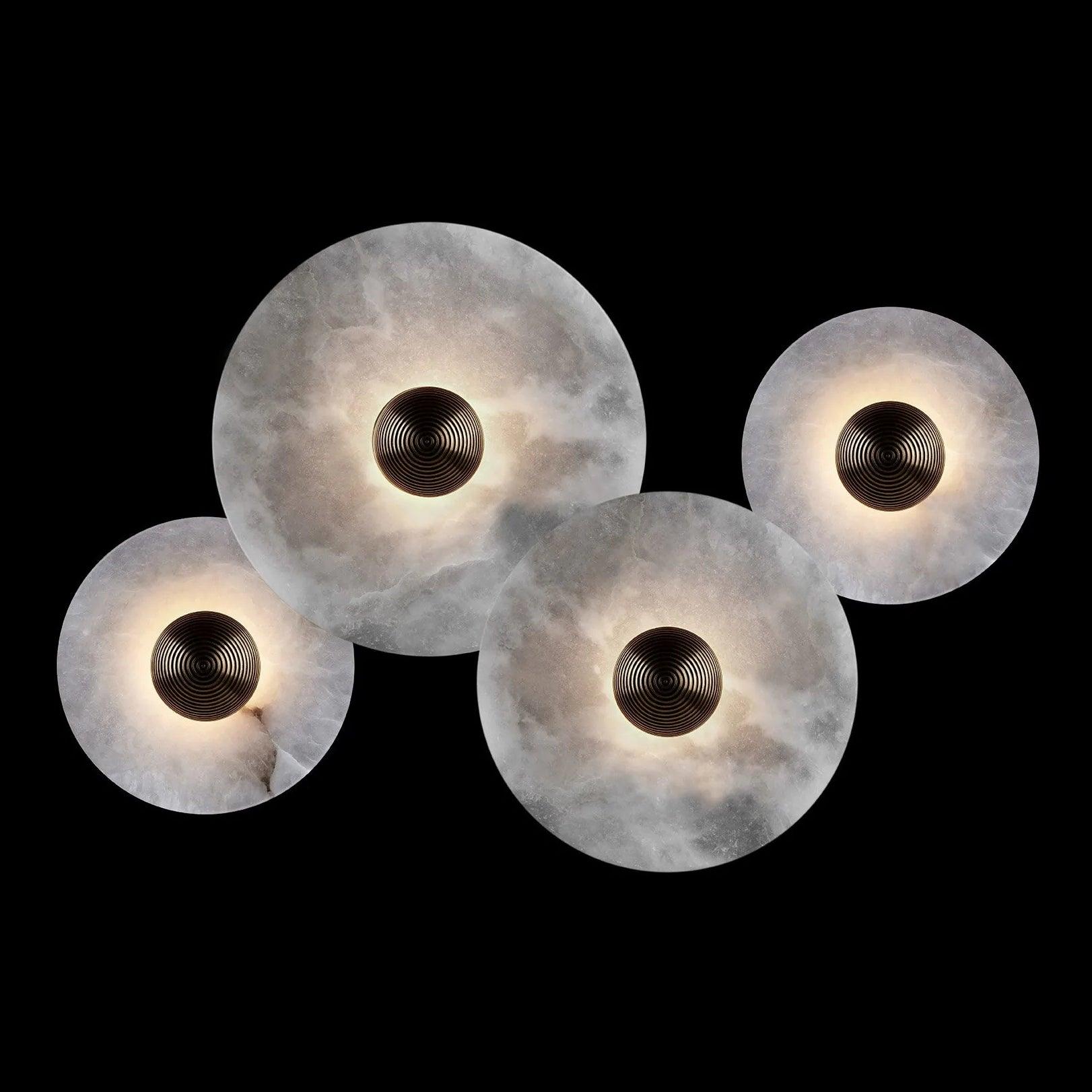 Abstract Wall Light | Overlapping Alabaster Stone Discs Multi Sconce