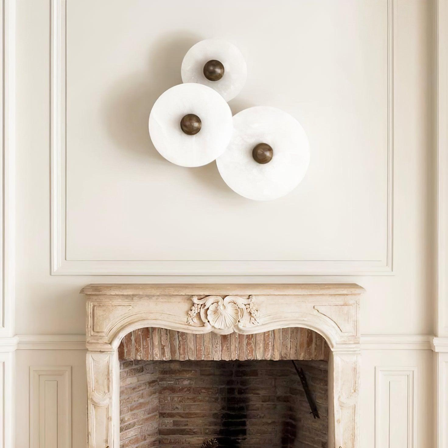 Abstract Wall Light | Overlapping Alabaster Stone Discs Multi Sconce