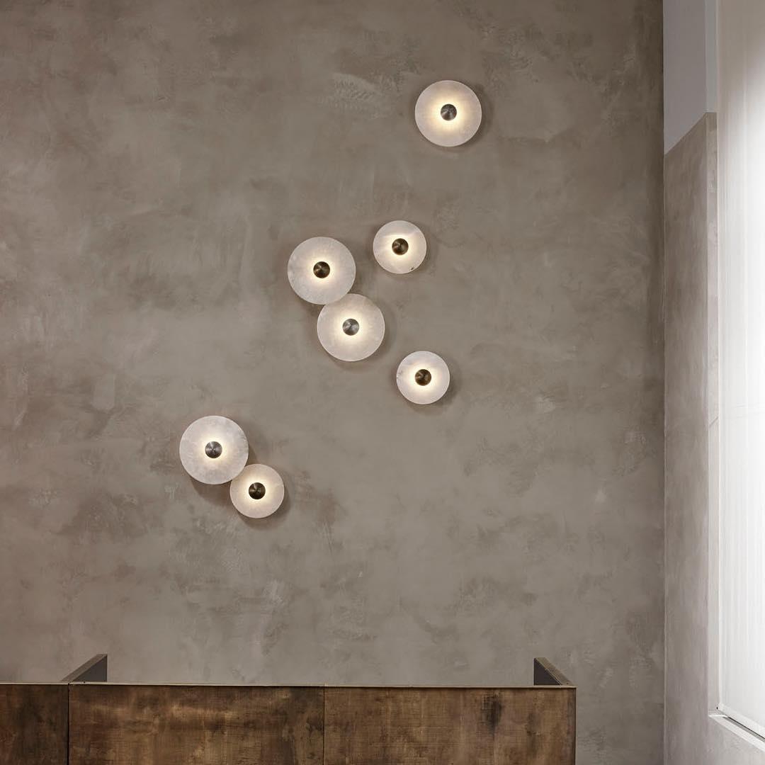 Abstract Wall Light | Overlapping Alabaster Stone Discs Multi Sconce