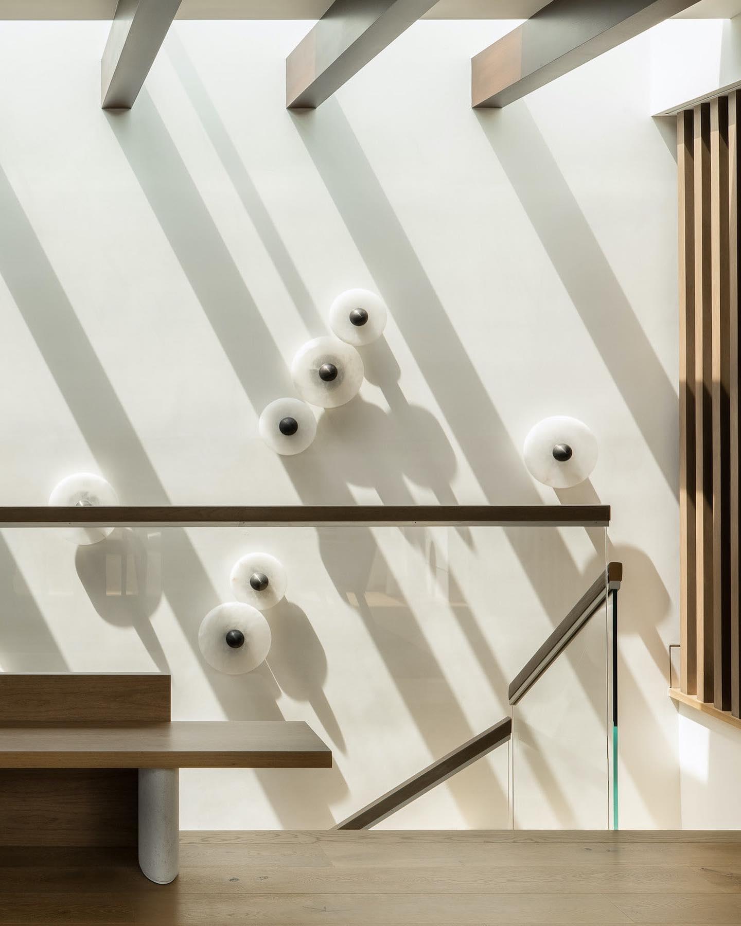 Abstract Wall Light | Overlapping Alabaster Stone Discs Multi Sconce