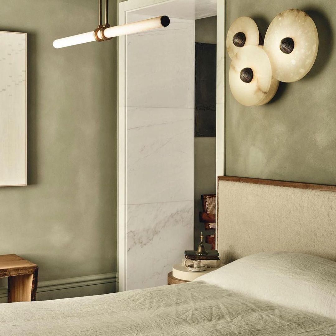 Abstract Wall Light | Overlapping Alabaster Stone Discs Multi Sconce