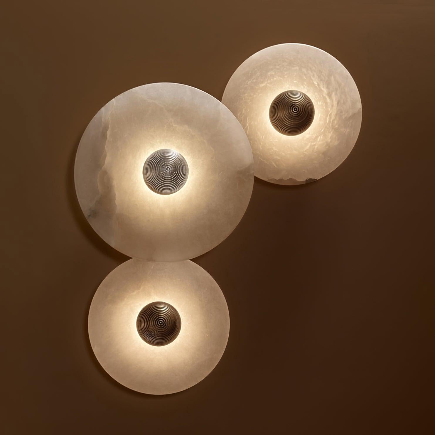 Geometric Wall Light | Translucent Alabaster Stone Disc Sconce Fixture