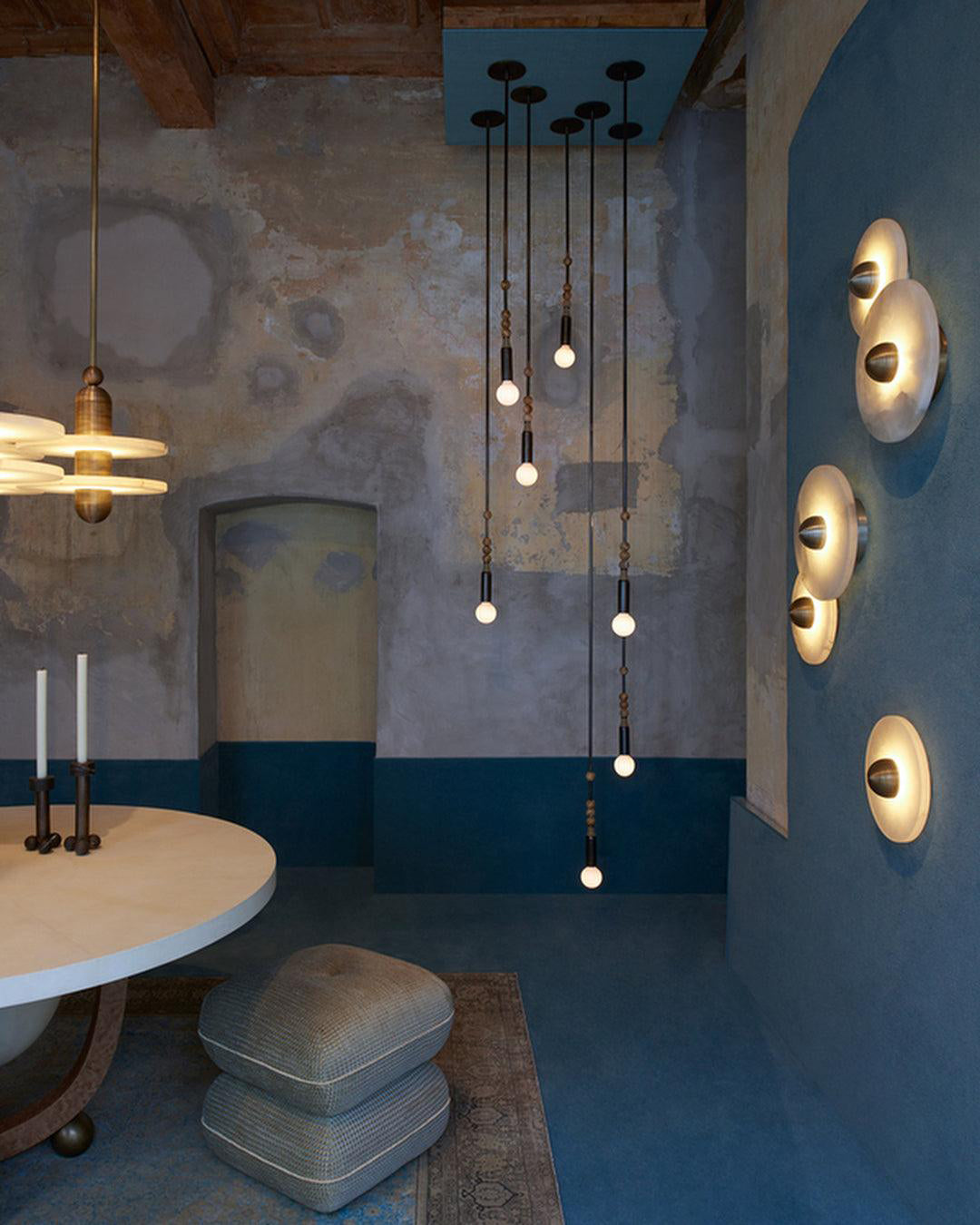 Geometric Wall Light | Translucent Alabaster Stone Disc Sconce Fixture