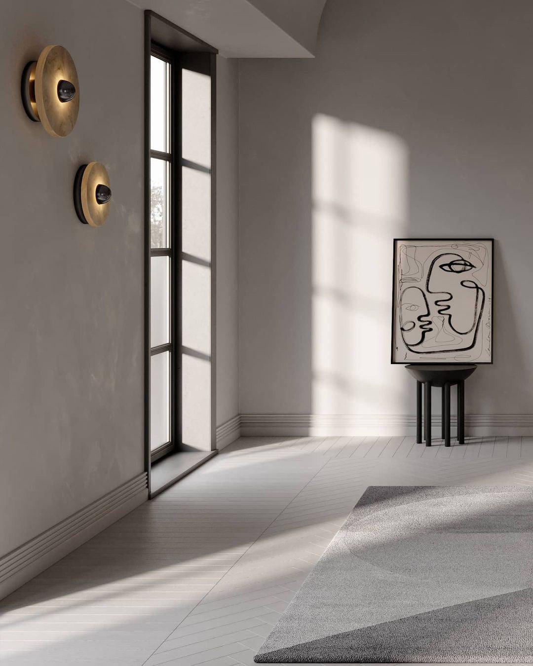 Geometric Wall Light | Translucent Alabaster Stone Disc Sconce Fixture