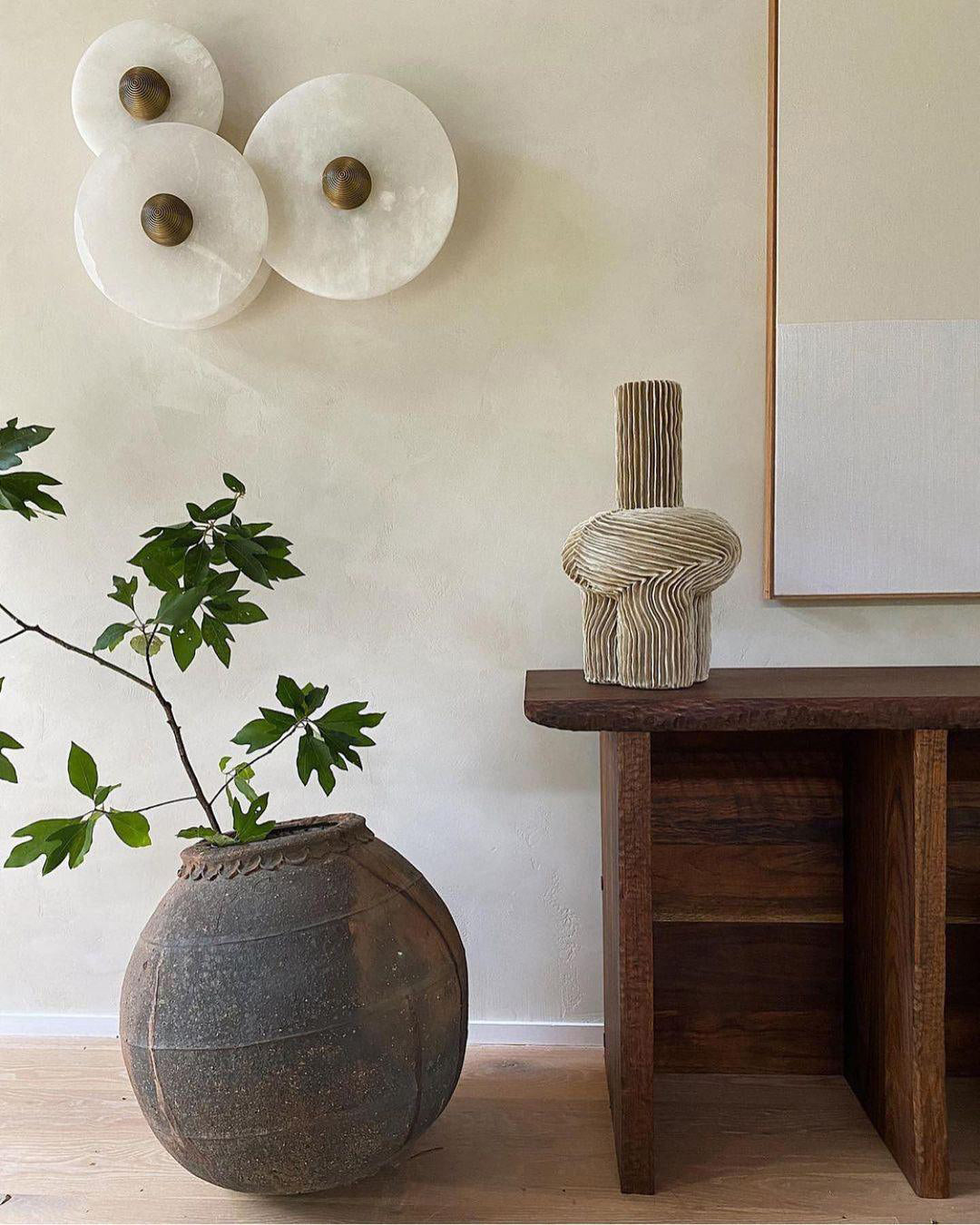 Geometric Wall Light | Translucent Alabaster Stone Disc Sconce Fixture