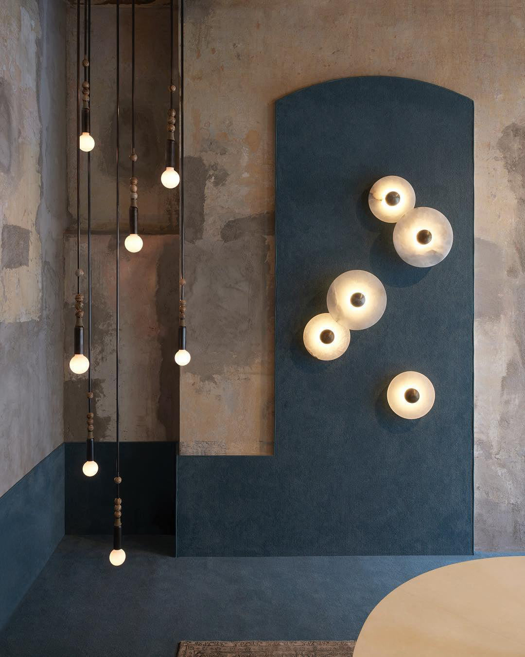 Geometric Wall Light | Translucent Alabaster Stone Disc Sconce Fixture