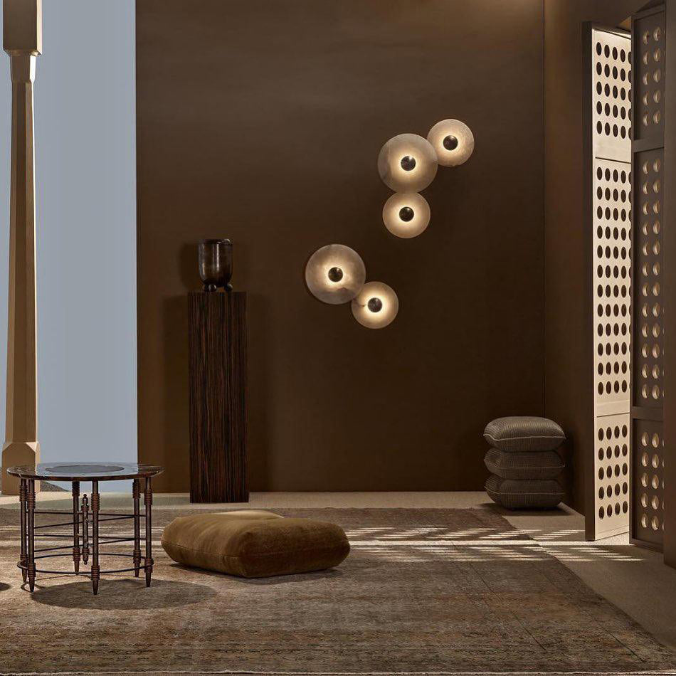 Geometric Wall Light | Translucent Alabaster Stone Disc Sconce Fixture