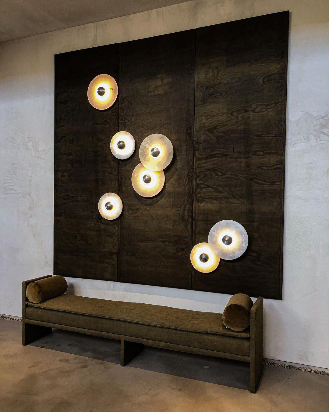 Geometric Wall Light | Translucent Alabaster Stone Disc Sconce Fixture