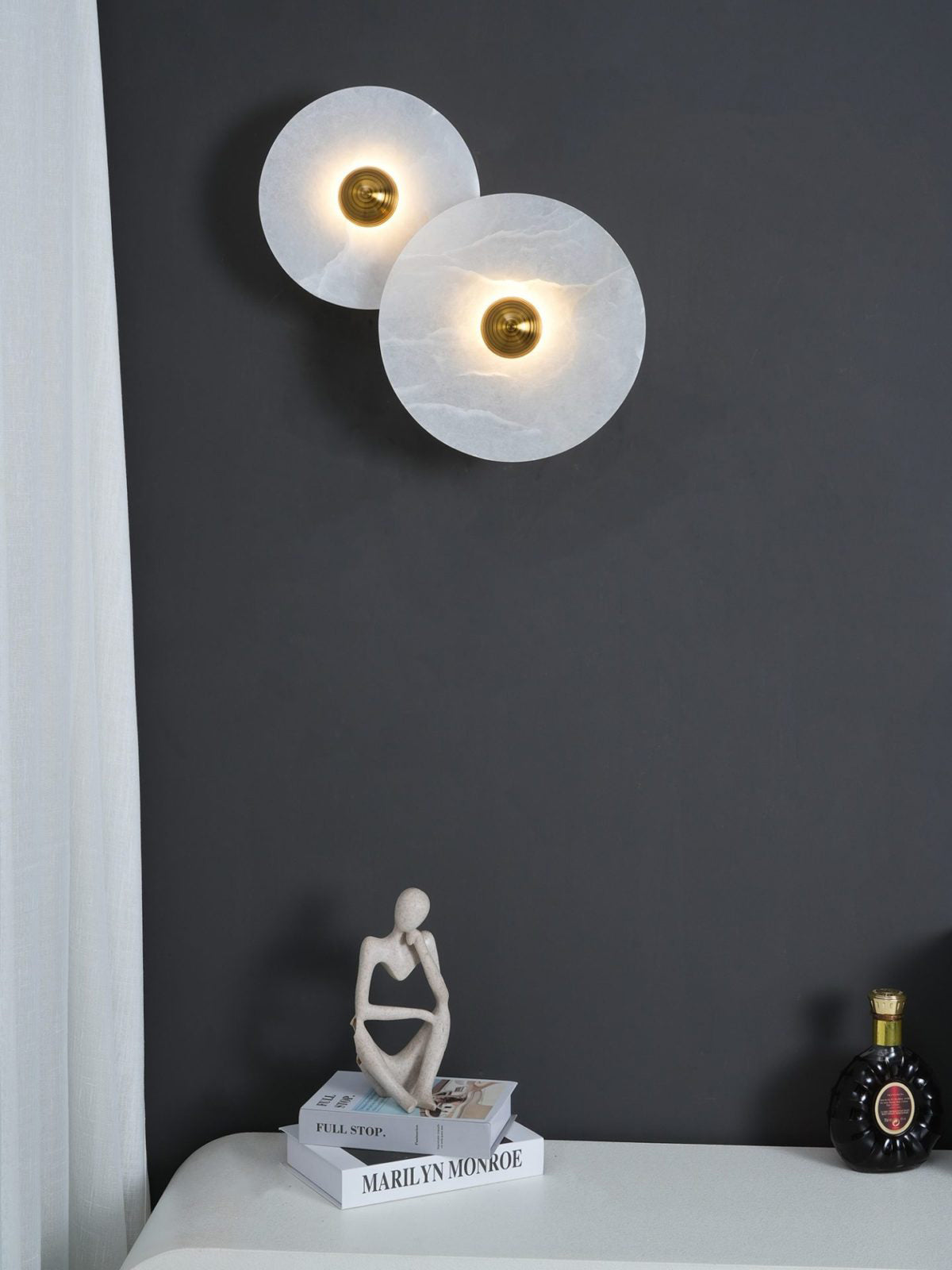 Geometric Wall Light | Translucent Alabaster Stone Disc Sconce Fixture