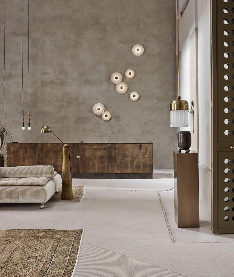 Geometric Wall Light | Translucent Alabaster Stone Disc Sconce Fixture