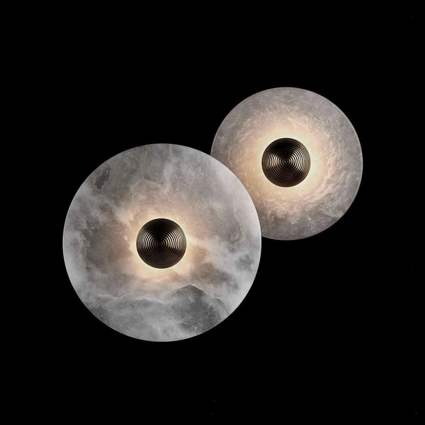 Geometric Wall Light | Translucent Alabaster Stone Disc Sconce Fixture