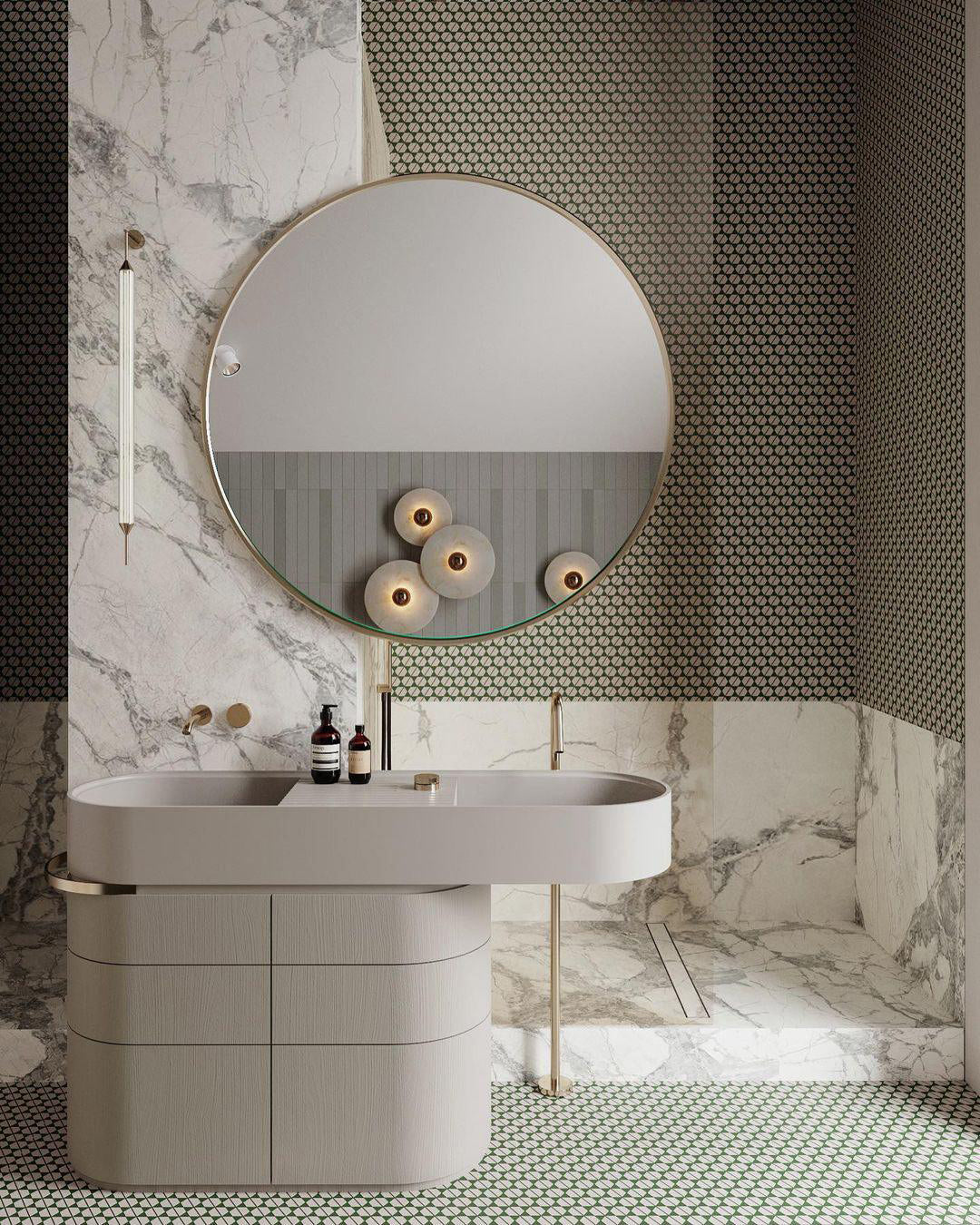 Geometric Wall Light | Translucent Alabaster Stone Disc Sconce Fixture