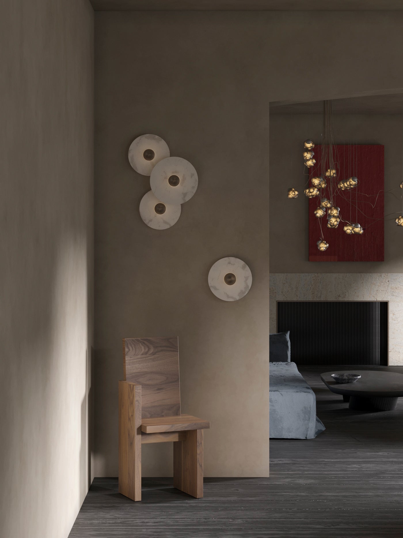 Geometric Wall Light | Translucent Alabaster Stone Disc Sconce Fixture