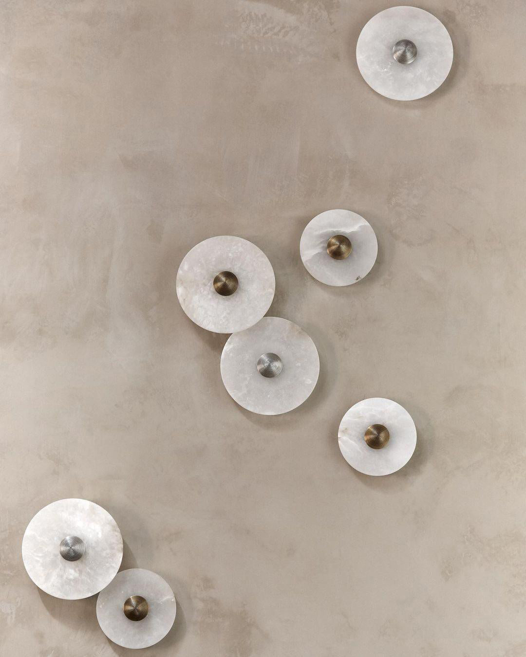 Geometric Wall Light | Translucent Alabaster Stone Disc Sconce Fixture