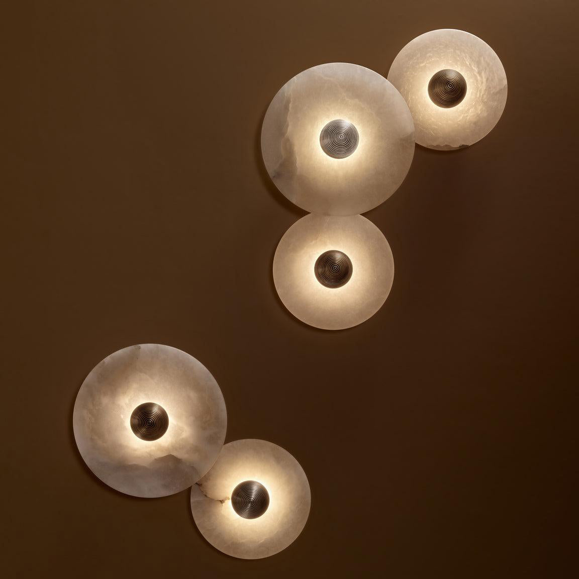 Geometric Wall Light | Translucent Alabaster Stone Disc Sconce Fixture