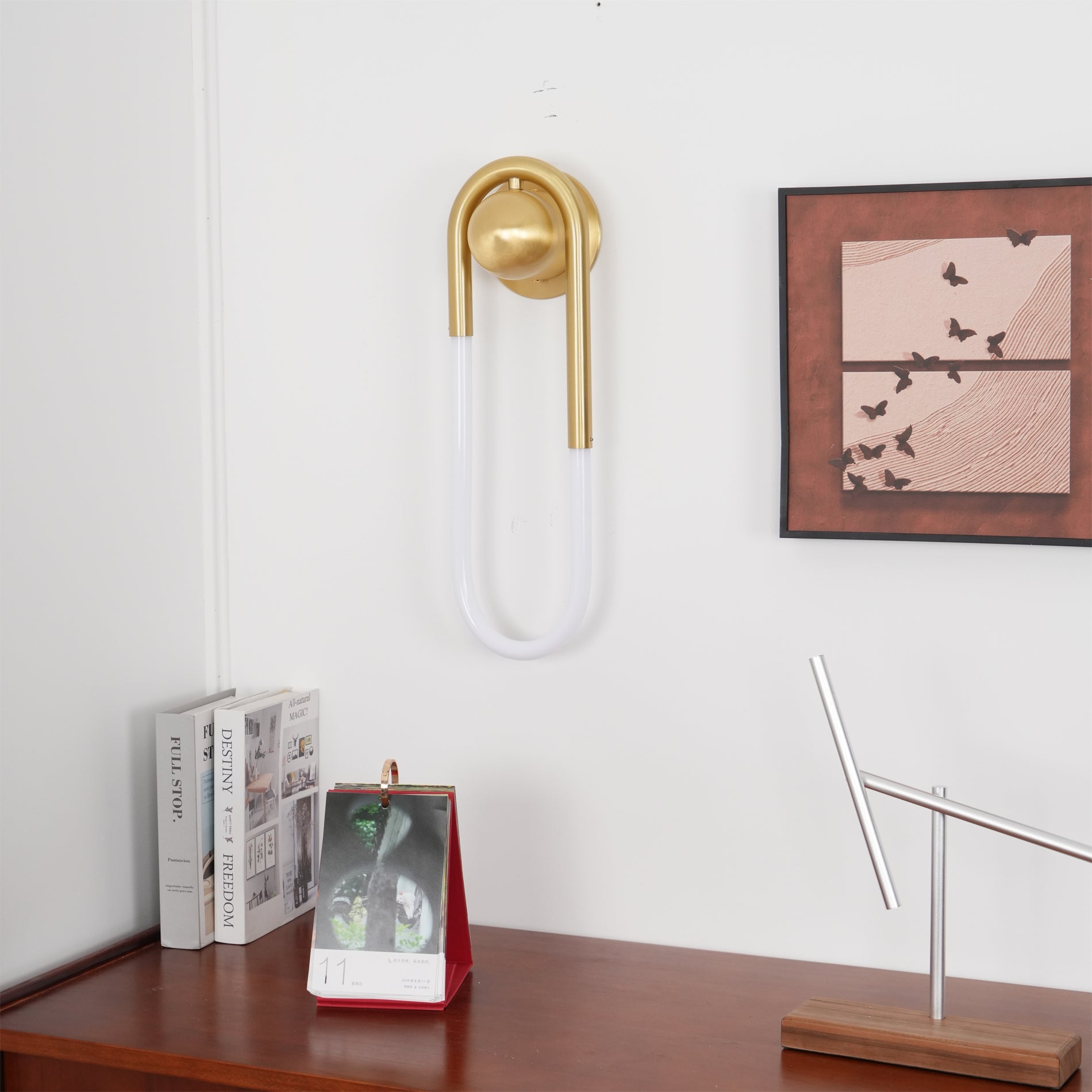 Minimalist Wall Light | Elongated Oval Loop Geometric Tube Sconce