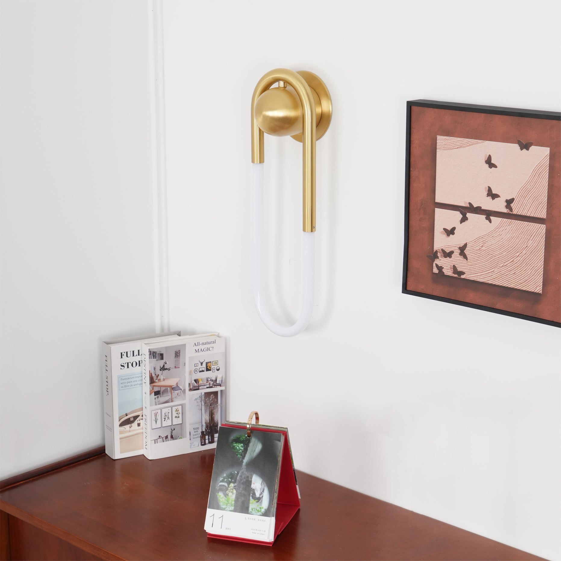 Minimalist Wall Light | Elongated Oval Loop Geometric Tube Sconce