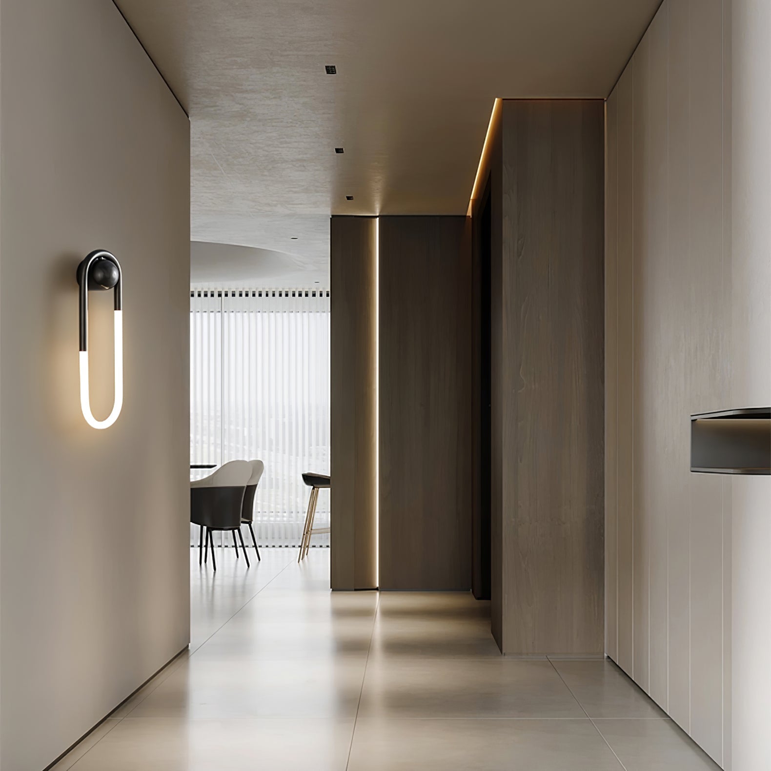 Minimalist Wall Light | Elongated Oval Loop Geometric Tube Sconce