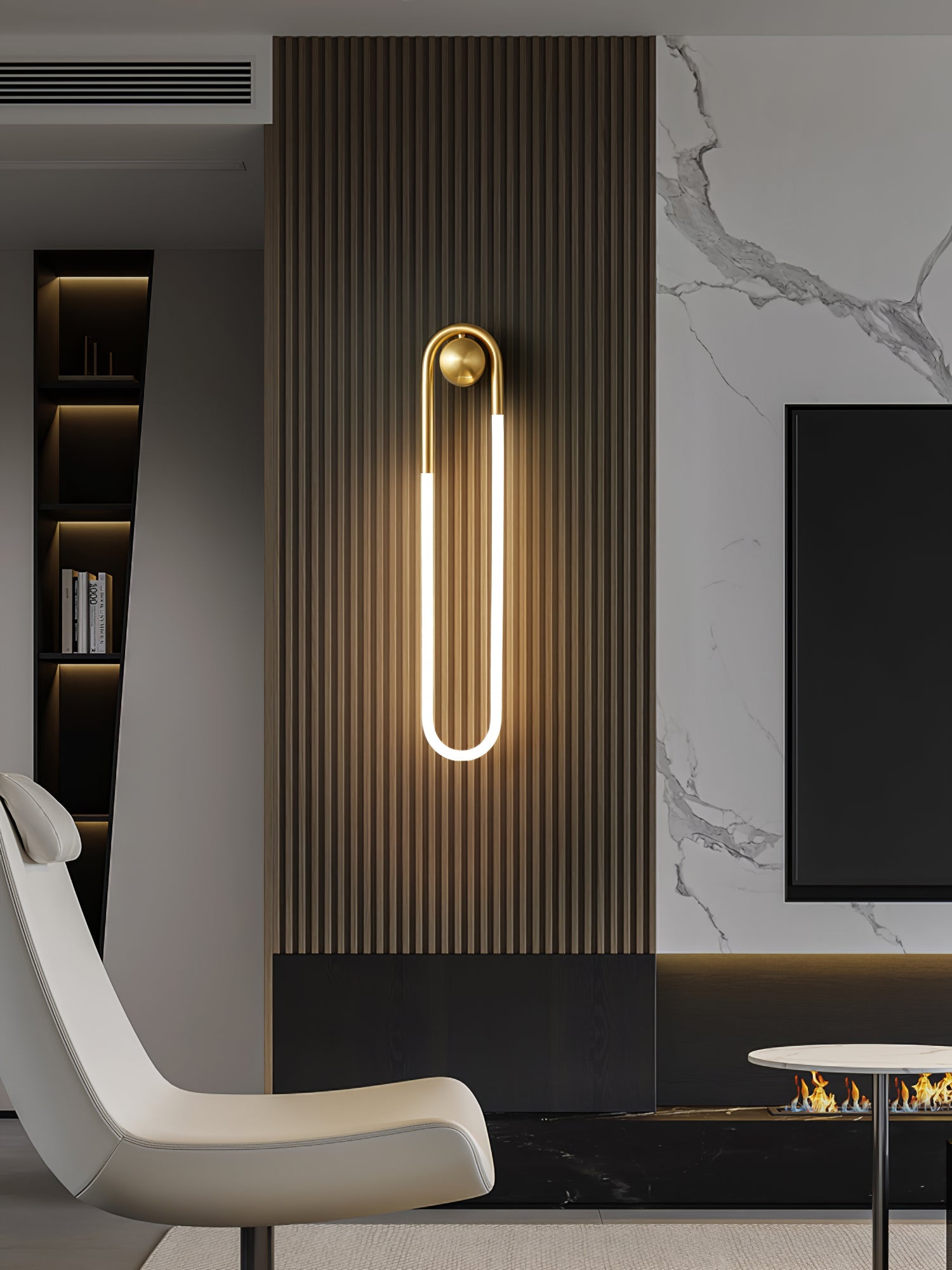 Minimalist Wall Light | Elongated Oval Loop Geometric Tube Sconce