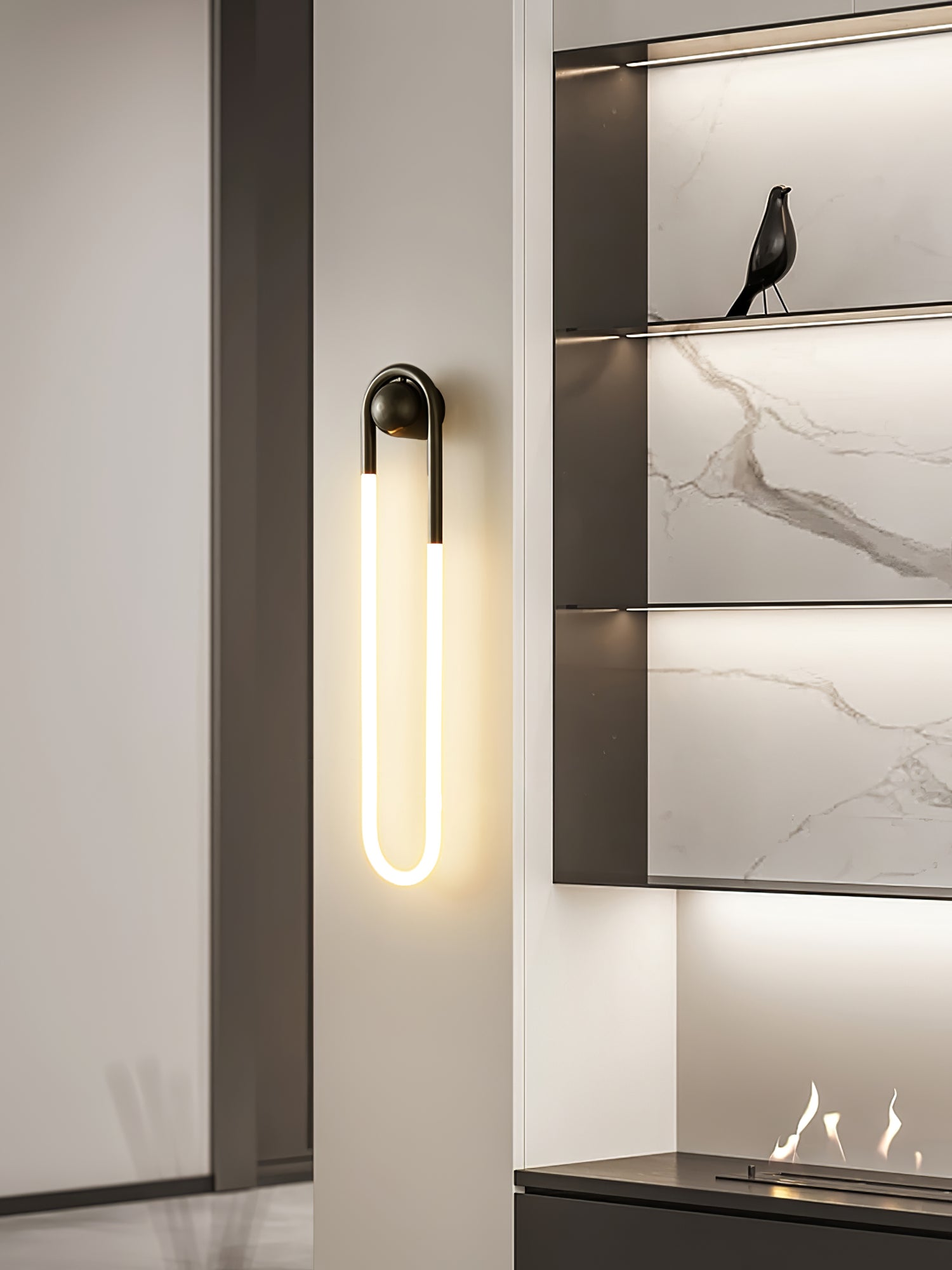 Minimalist Wall Light | Elongated Oval Loop Geometric Tube Sconce