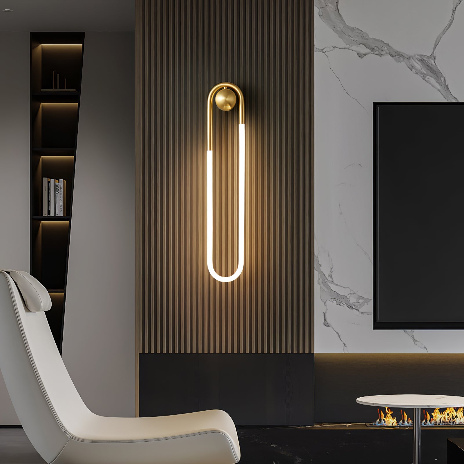 Minimalist Wall Light | Elongated Oval Loop Geometric Tube Sconce