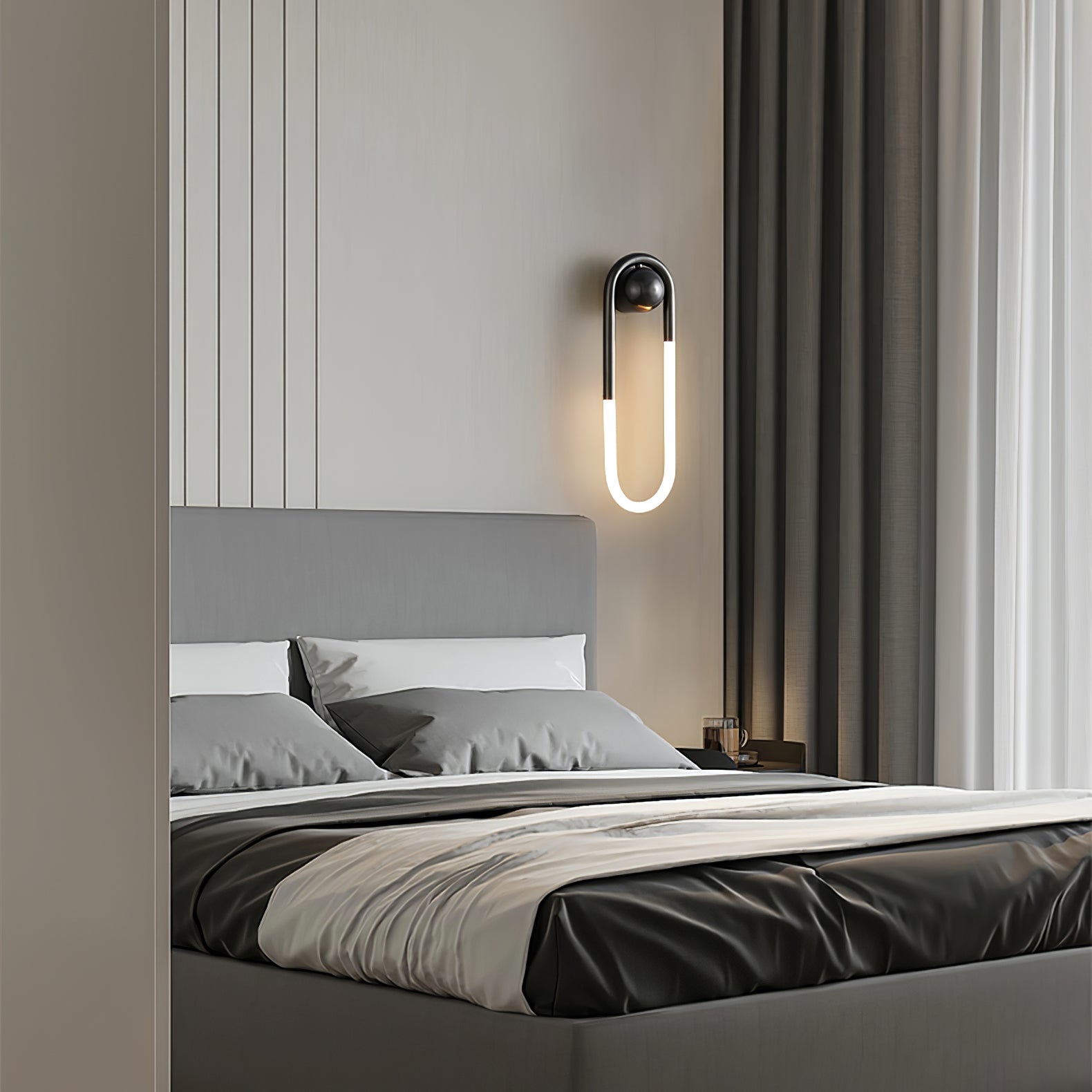 Minimalist Wall Light | Elongated Oval Loop Geometric Tube Sconce